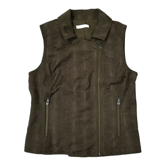 Hinge Olive Green Texture  Vest Side Zip Size S EUC A4 - Picture 2 of 7